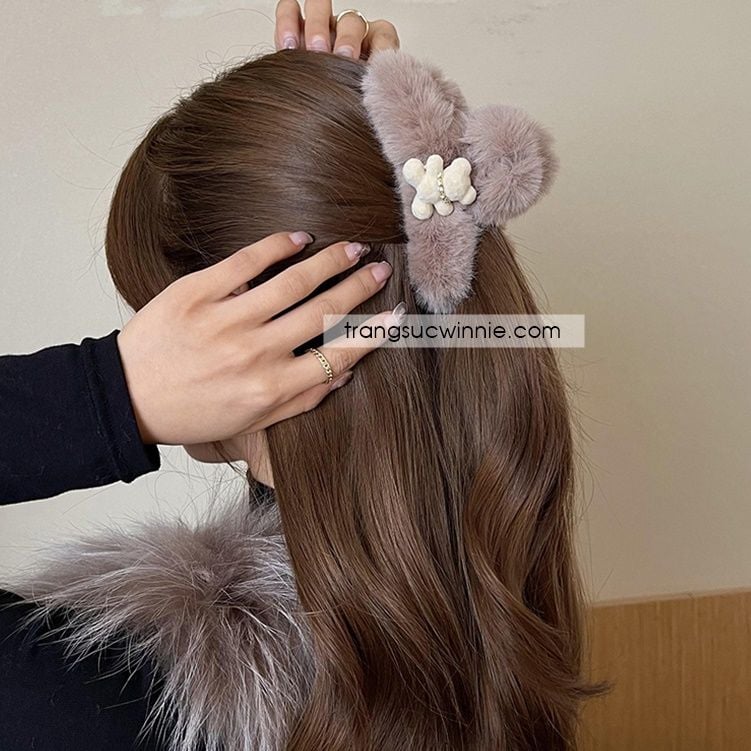  Kẹp tóc Gấu bông xám 