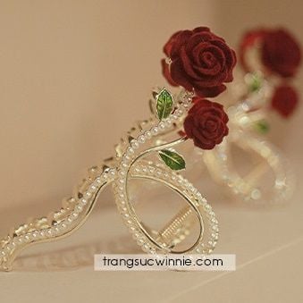  Kẹp hồng nhung ngọc trai 