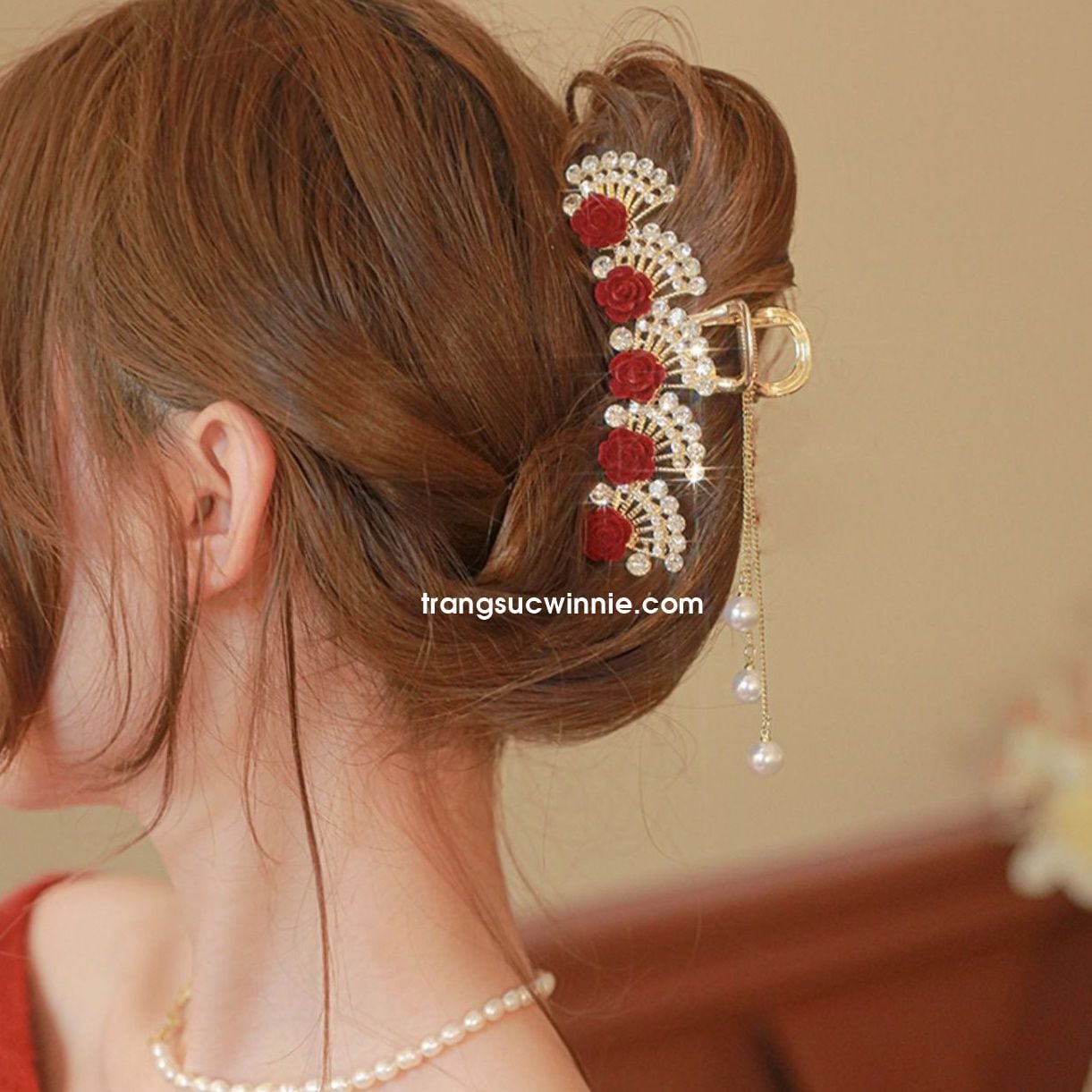  Kẹp tóc Hồng nhung rẻ quạt 