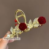  Kẹp hồng nhung tua rua 2 hoa 