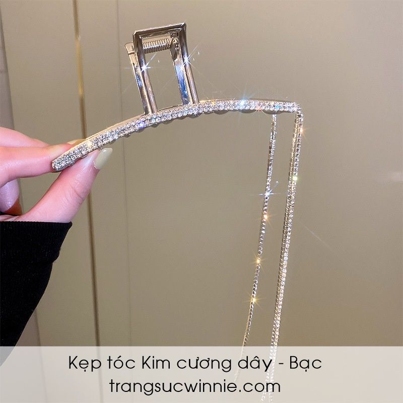  Kẹp tóc Kim cương dây Bạc 