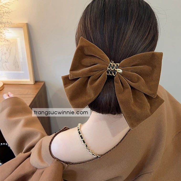  Kẹp nơ cocochain nâu 