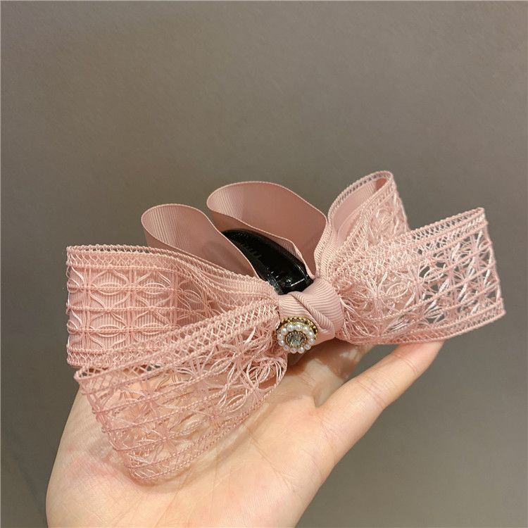  Kẹp tóc Nơ ren - hồng 