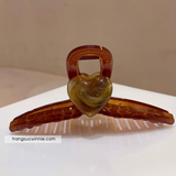  Kẹp tóc tim marble nâu 