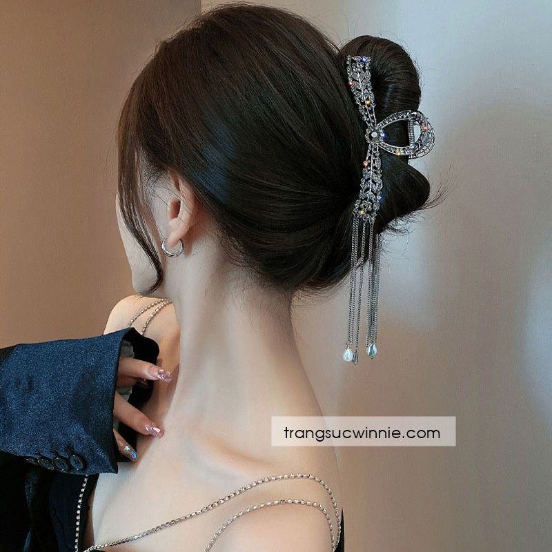  Kẹp tóc tua rua đen 
