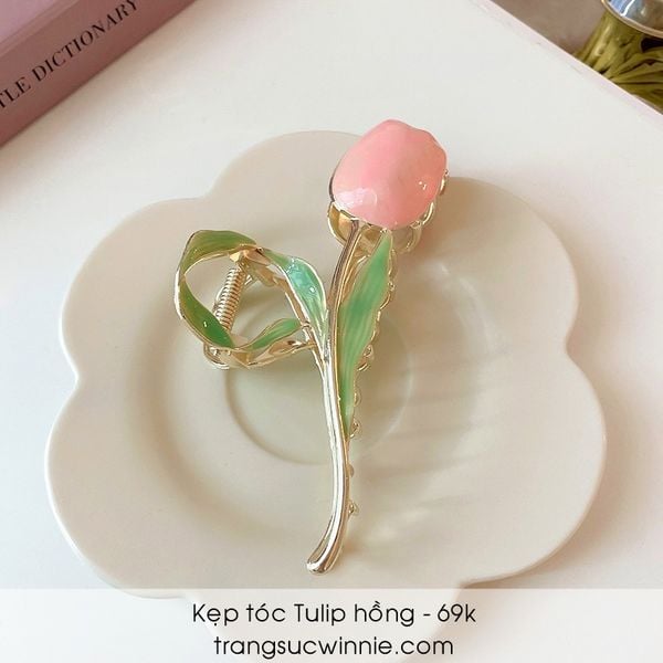  Kẹp tóc Tulip hồng 