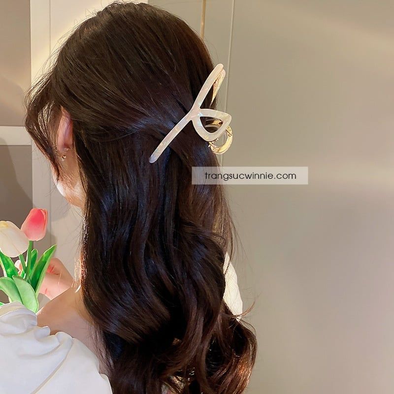  Kẹp tóc Xà cừ chéo - Kem 