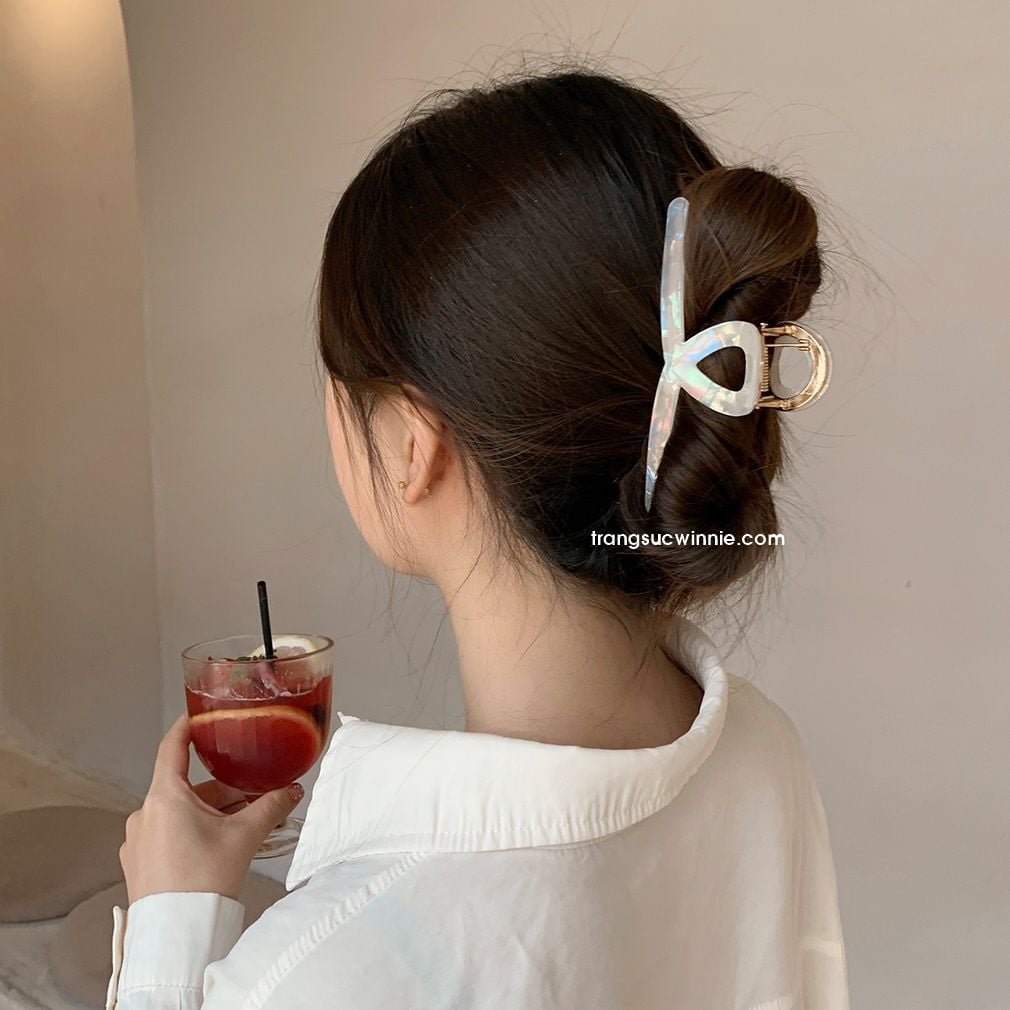  Kẹp tóc xà cừ chéo - Trắng 