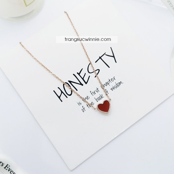  Lắc chân titan tim đỏ đen 