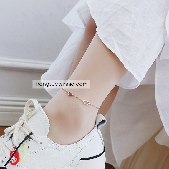  Lắc chân titan Tim đỏ S 