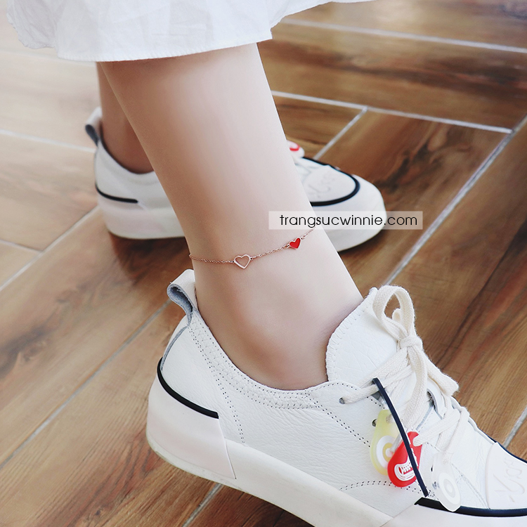  Lắc chân titan Tim đỏ S 