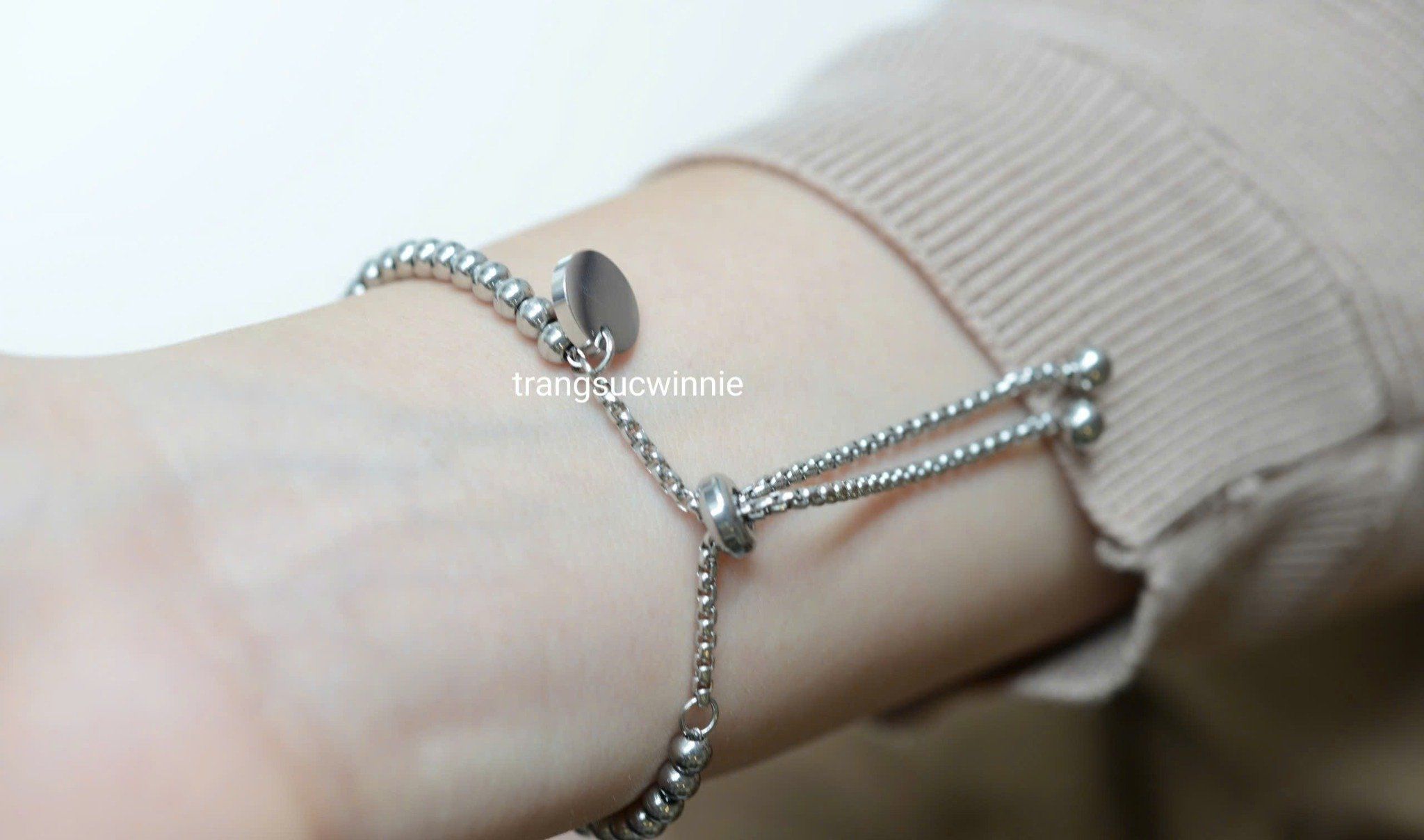  Lắc tay titan bi round tag 
