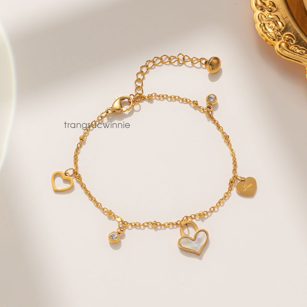  Lắc tay titan Charm heart 