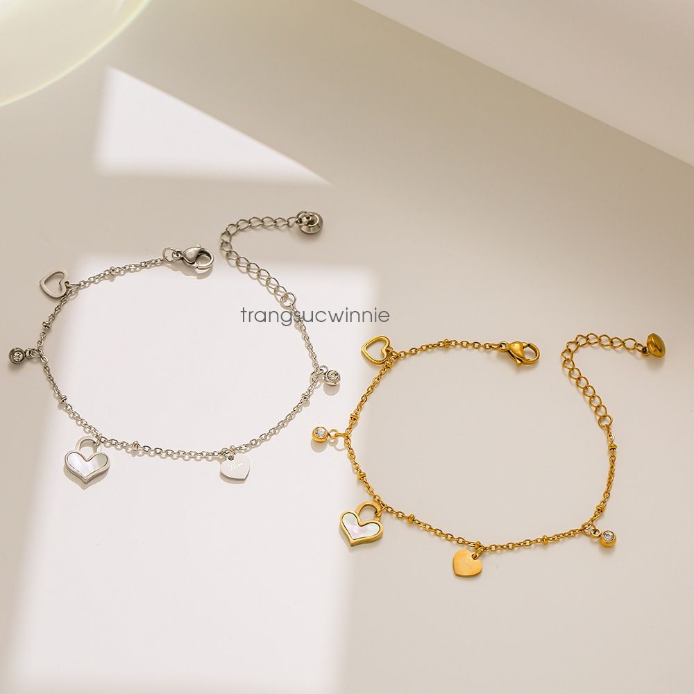  Lắc tay titan Charm heart 