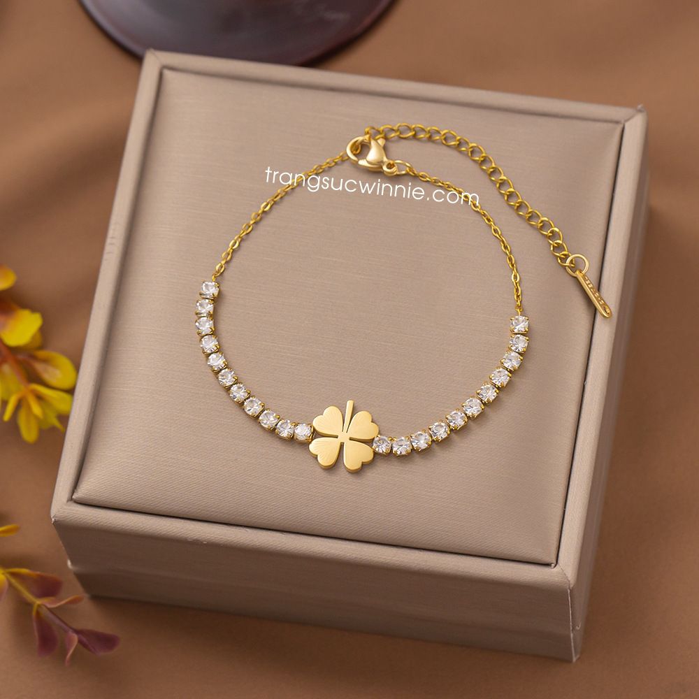  Lắc tay titan Clover diamond 