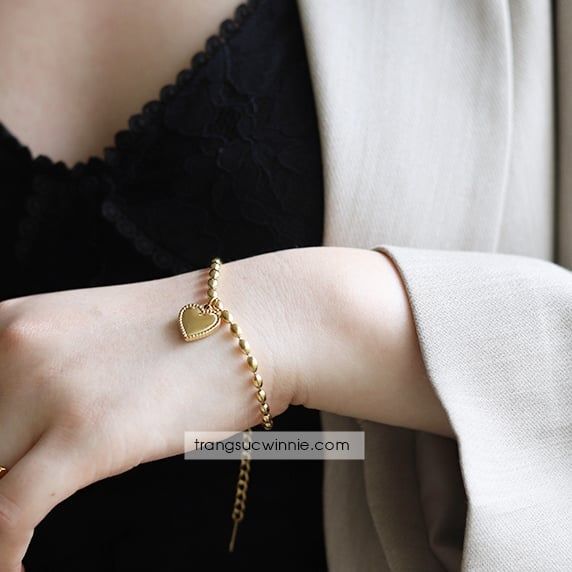  Lắc tay titan Heart grain 