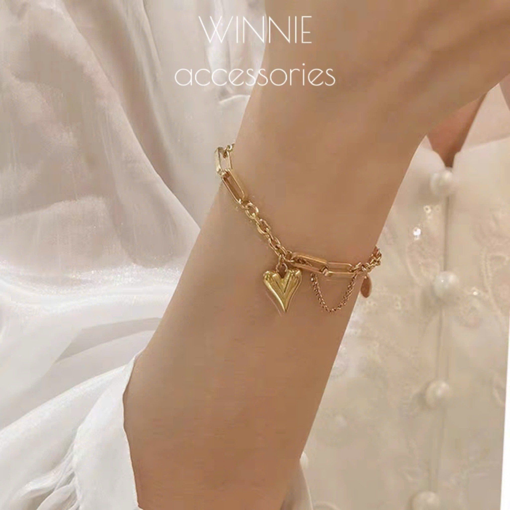  Lắc tay titan Heart peach chain VG 