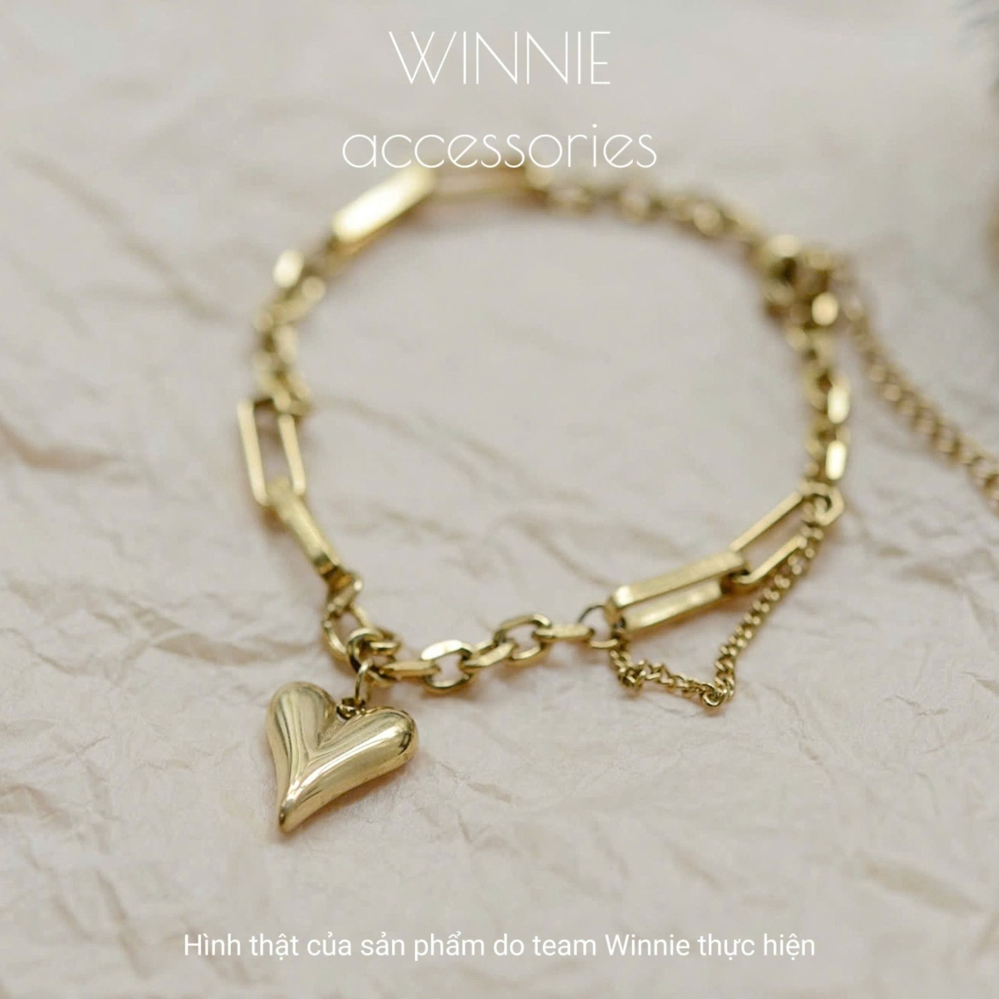  Lắc tay titan Heart peach chain VG 