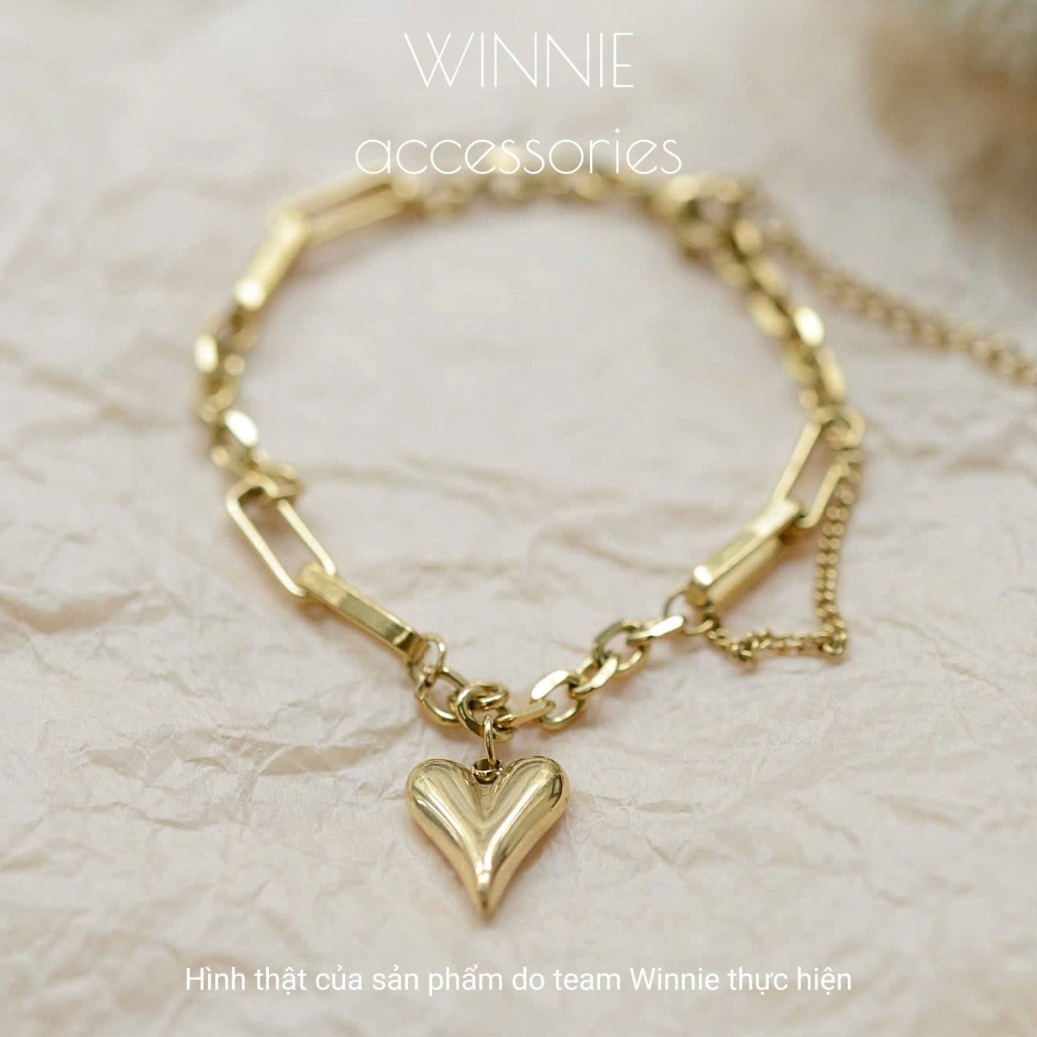  Lắc tay titan Heart peach chain VG 