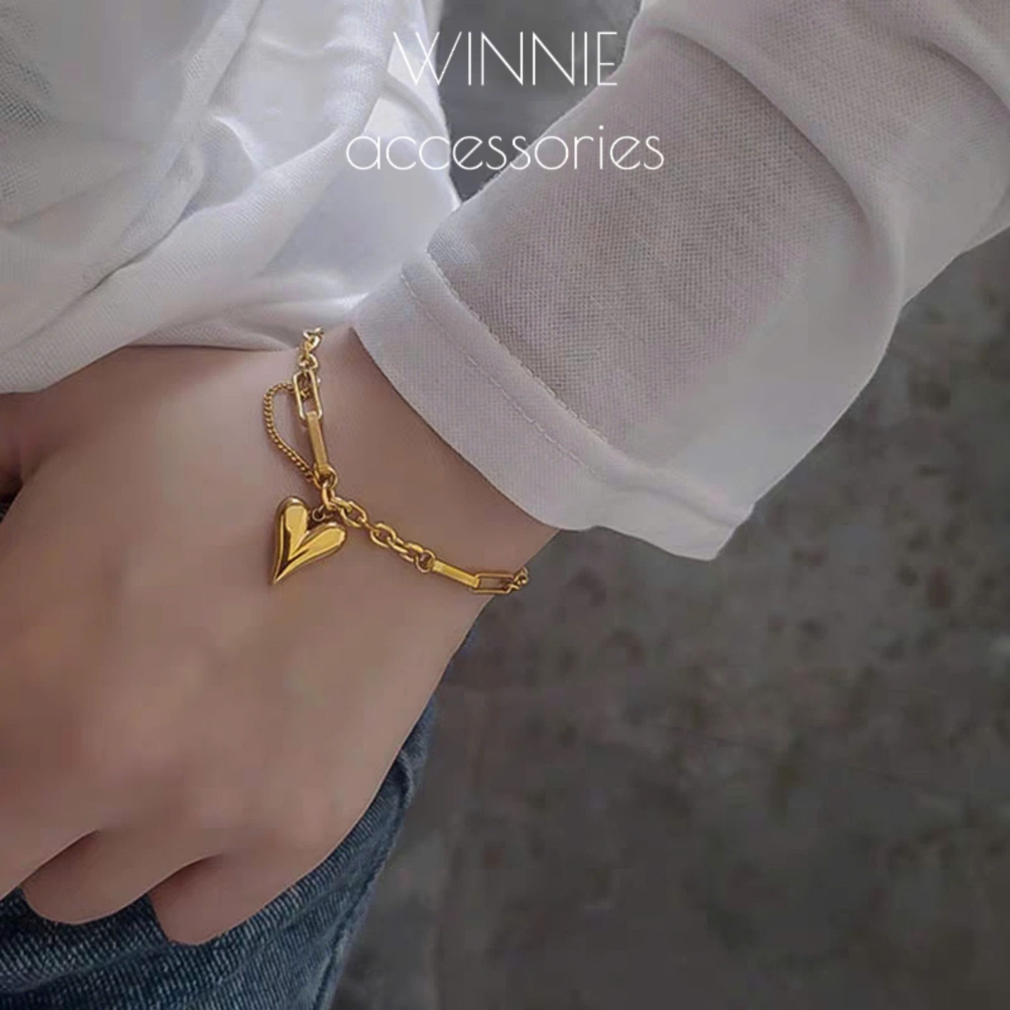  Lắc tay titan Heart peach chain VG 