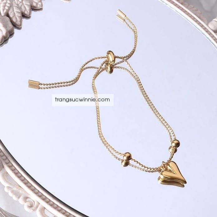  Lắc tay titan Heart peach 