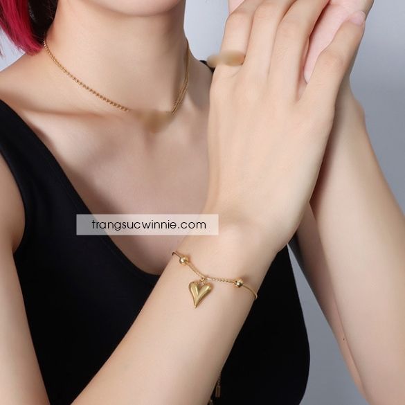  Lắc tay titan Heart peach 