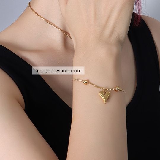 Lắc tay titan Heart peach 