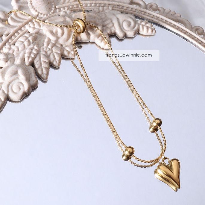  Lắc tay titan Heart peach 