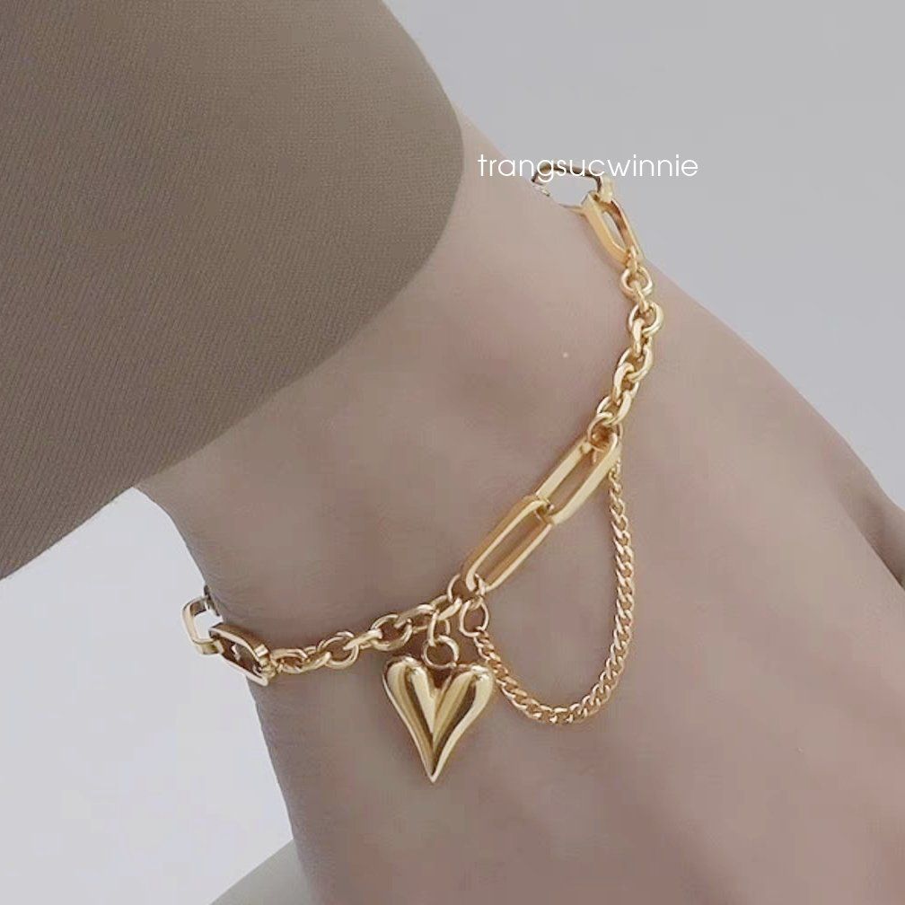  Lắc tay titan Heart peach chain VG 