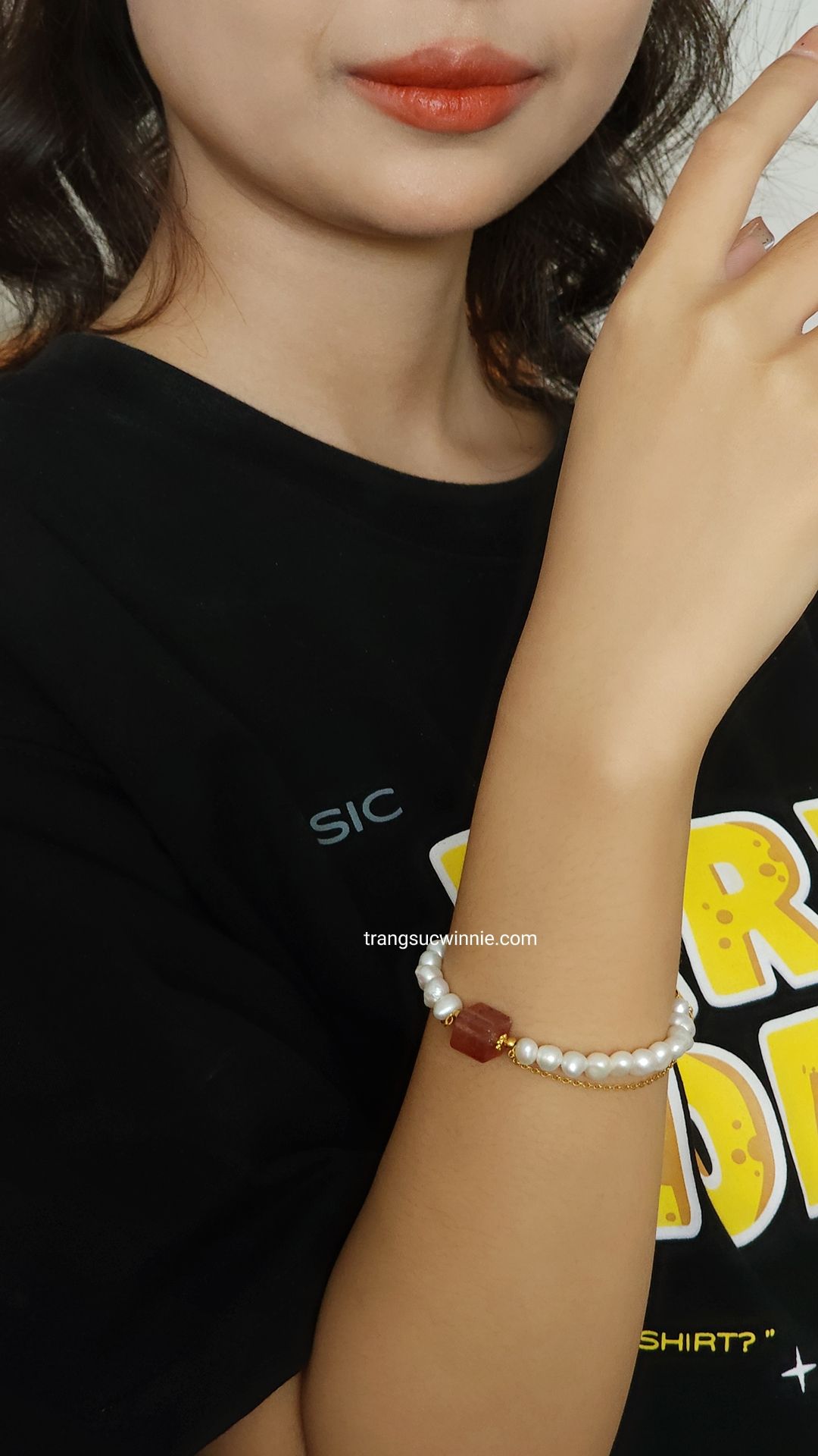  Lắc tay titan Ngọc trai ruby 