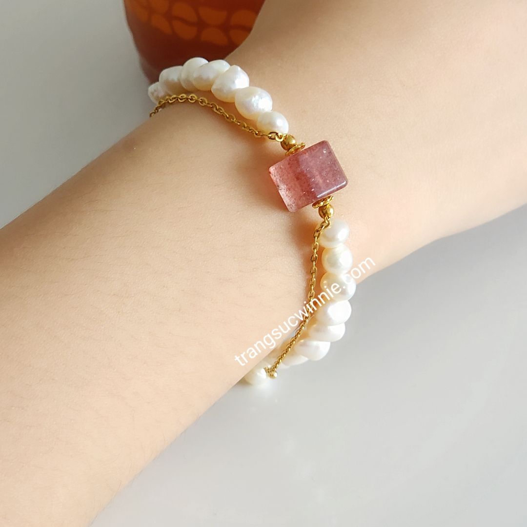  Lắc tay titan Ngọc trai ruby 