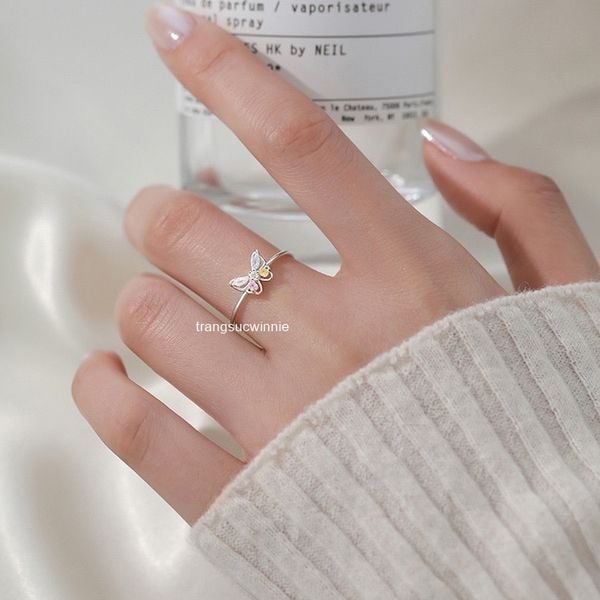 Nhẫn Bạc S925 Bướm pastel 