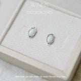  Hoa tai Bạc S925 Opal trắng 