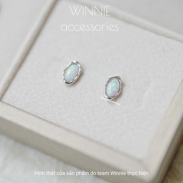  Hoa tai Bạc S925 Opal trắng 