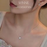  Hoa tai Bạc S925 Opal trắng 