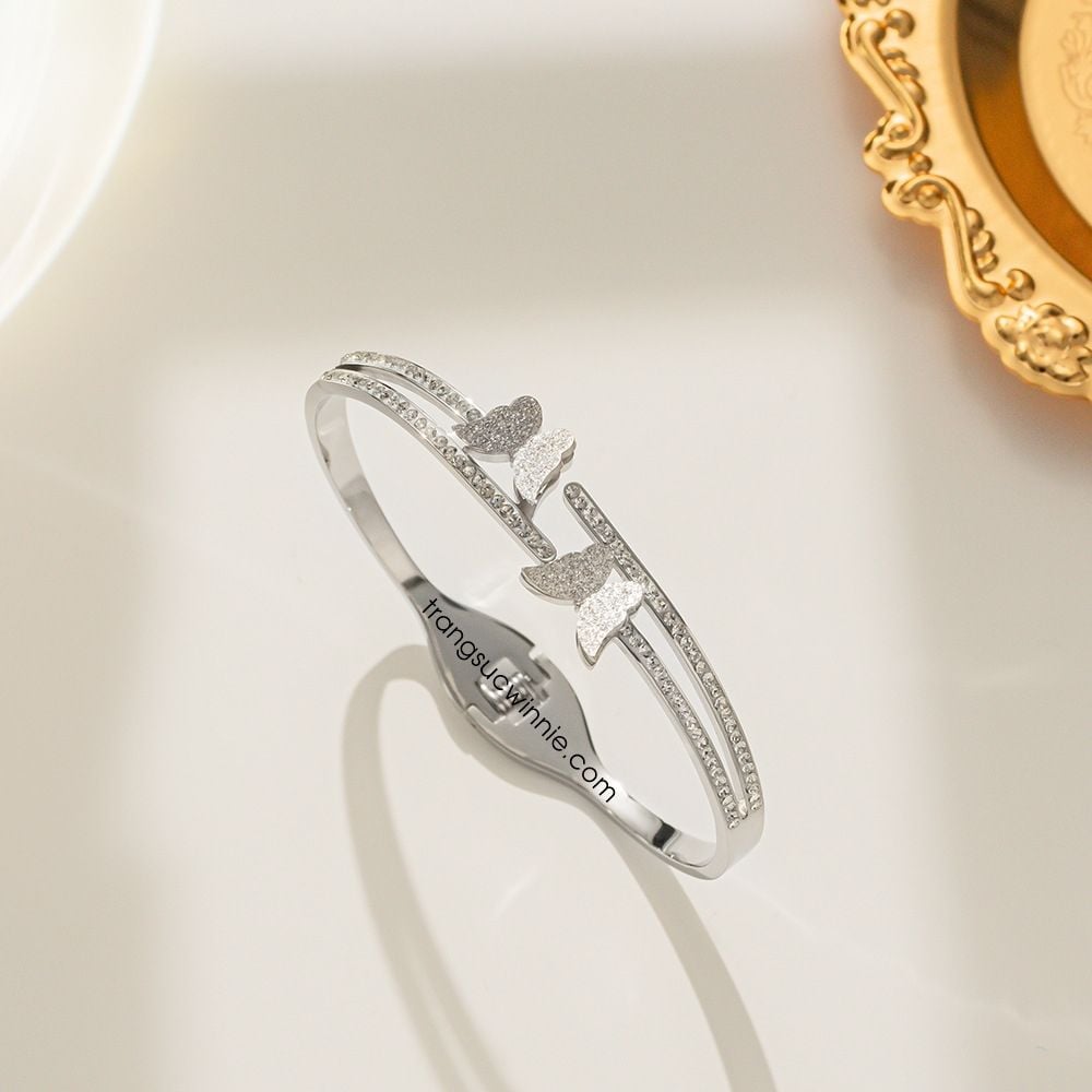  Vòng tay titan Bướm matte Diamond 