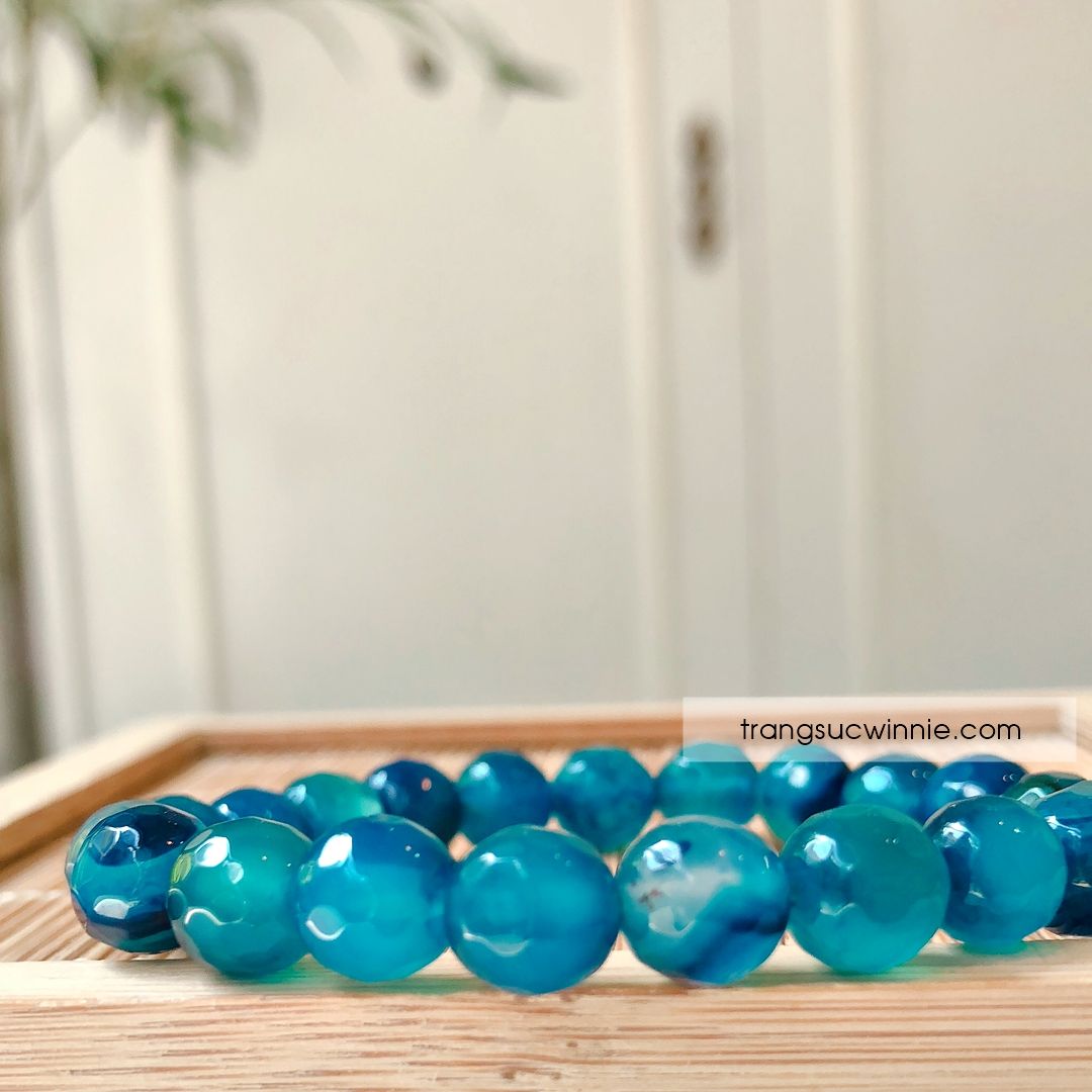  Vòng tay Mã não lục giác Xanh đậm 