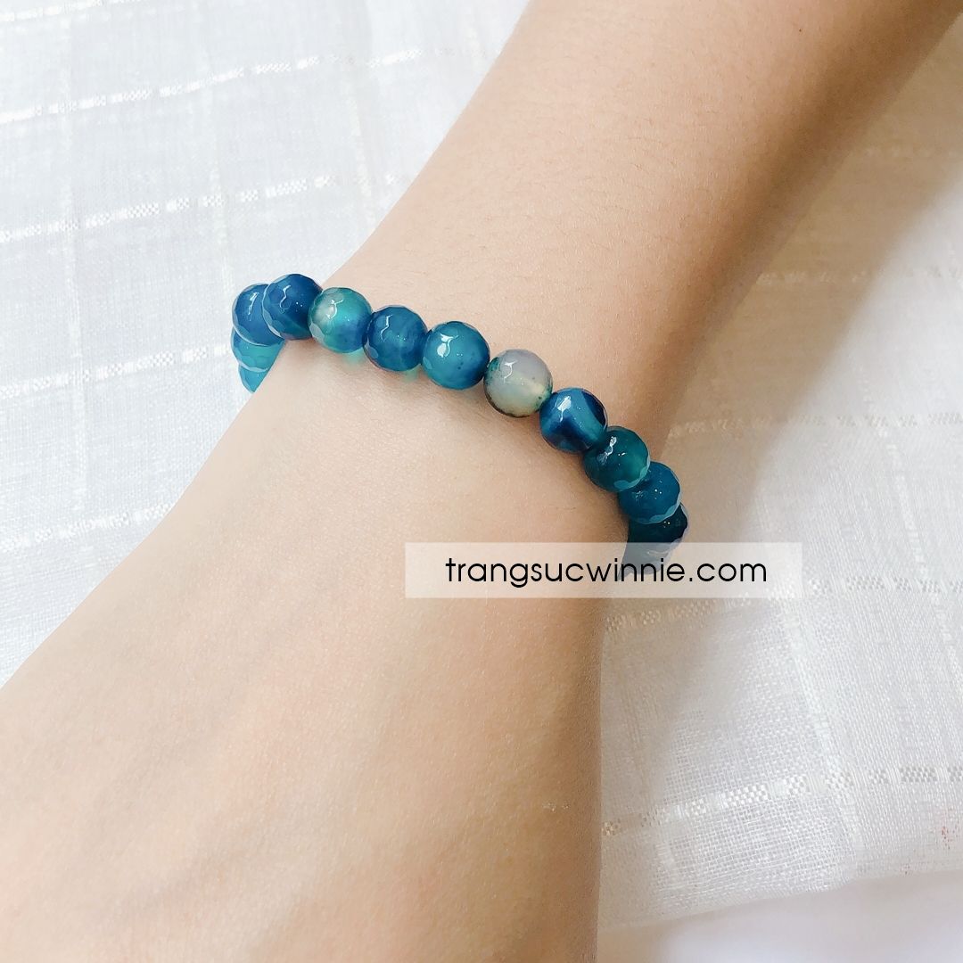  Vòng tay Mã não lục giác Xanh đậm 