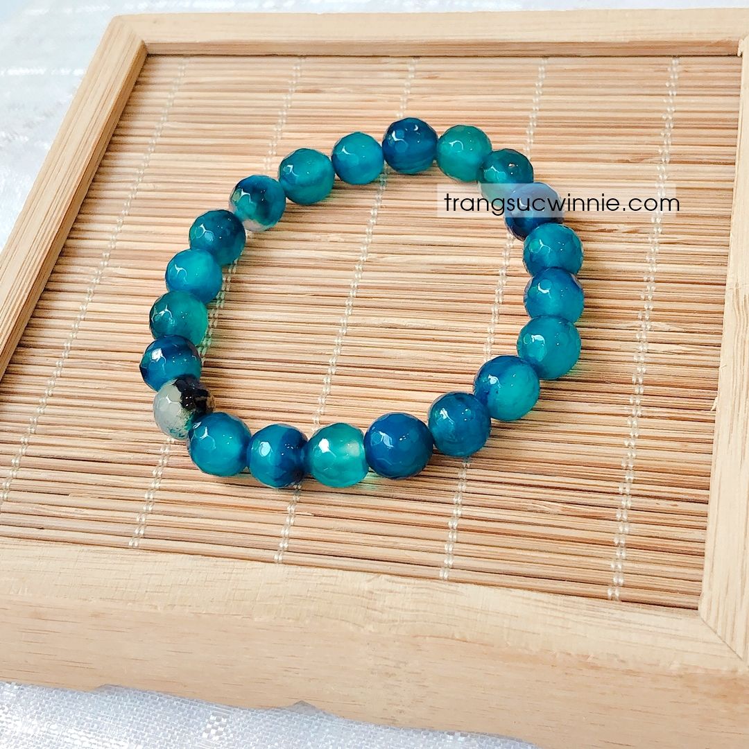 Vòng tay Mã não lục giác Xanh đậm 