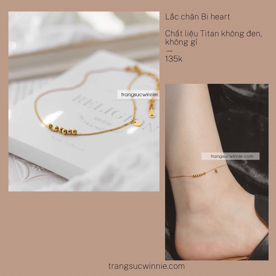  Lắc chân titan Bi Heart 