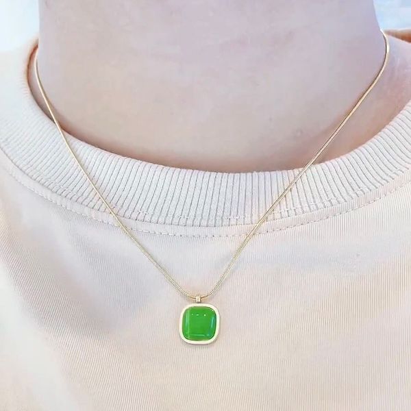  Dây chuyền Opal vuông xanh 