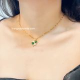  Dây chuyền titan Clover đá xanh 