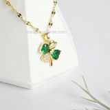  Dây chuyền titan Clover đá xanh 