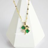  Dây chuyền titan Clover đá xanh 