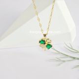  Dây chuyền titan Clover đá xanh 