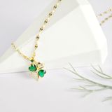  Dây chuyền titan Clover đá xanh 