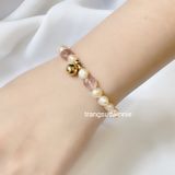  Lắc tay titan Ngọc trai bi đá dâu 