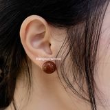  Hoa tai titan Bi ngọc trai retro nâu 