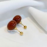  Hoa tai titan Bi ngọc trai retro nâu 