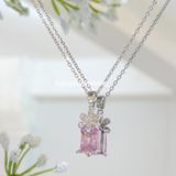  Dây chuyền titan Pink Zircon flower 